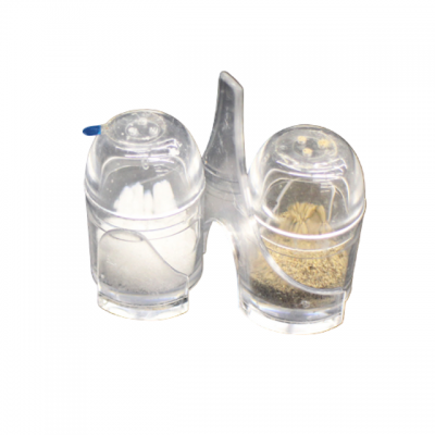 Mini disposable plastic airline salt and pepper shaker