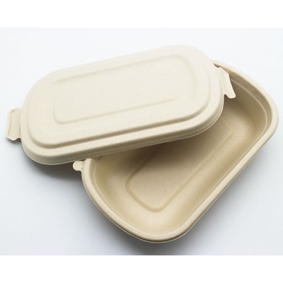 Biodegradable high heat-resistant sugarcane bagasse food container for airline