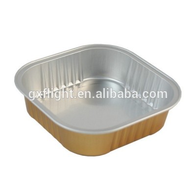 Golden square smooth wall airline aluminum foil food container