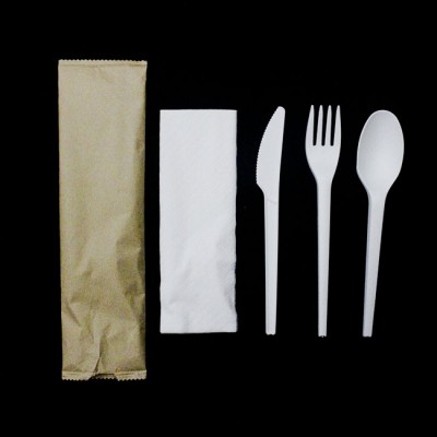 biobased plastic biodegradable flatware with kraft paper bag