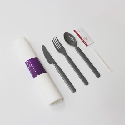 6 in 1 disposable airline plastic cutlery set for first class